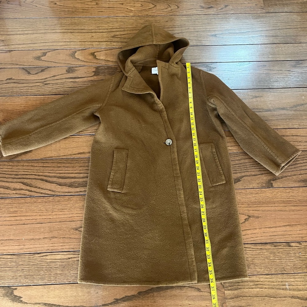 VINCE One-button Hooded Wool Coat In Brown Size M - Picture 10 of 15